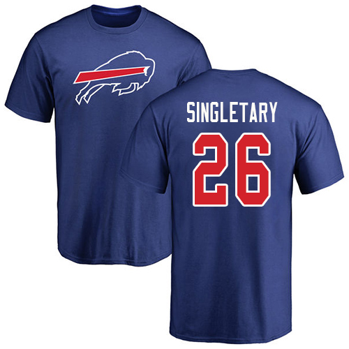 Men NFL Buffalo Bills #26 Devin Singletary Royal Blue Name and Number Logo T Shirt